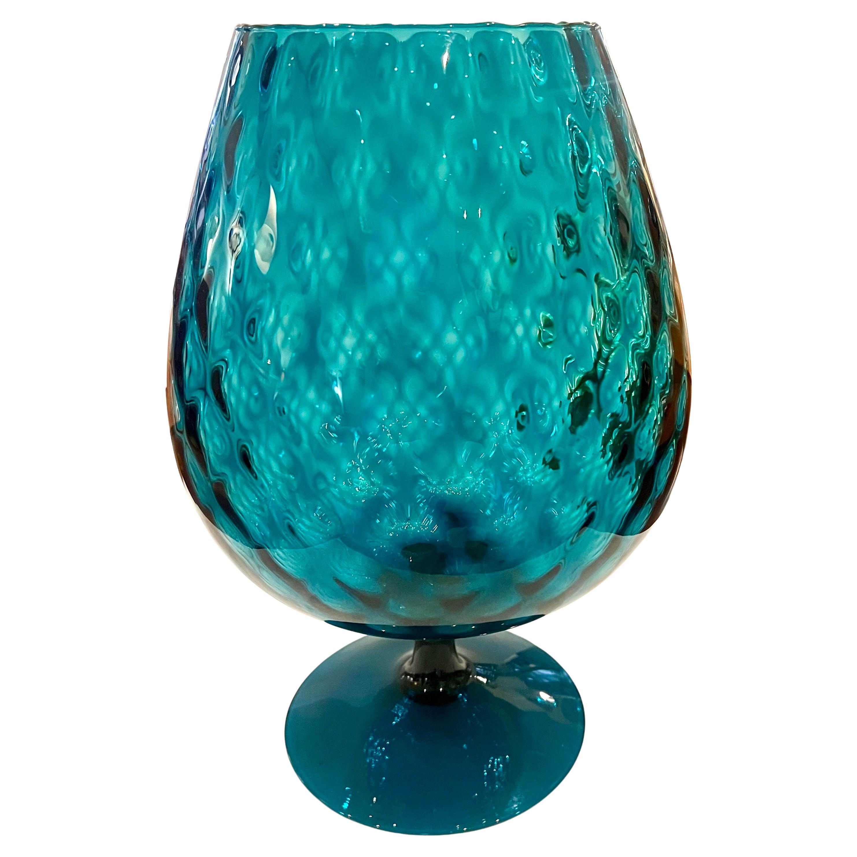 Beautiful Giant goblet Empoli glass vase, excellent condition great color.