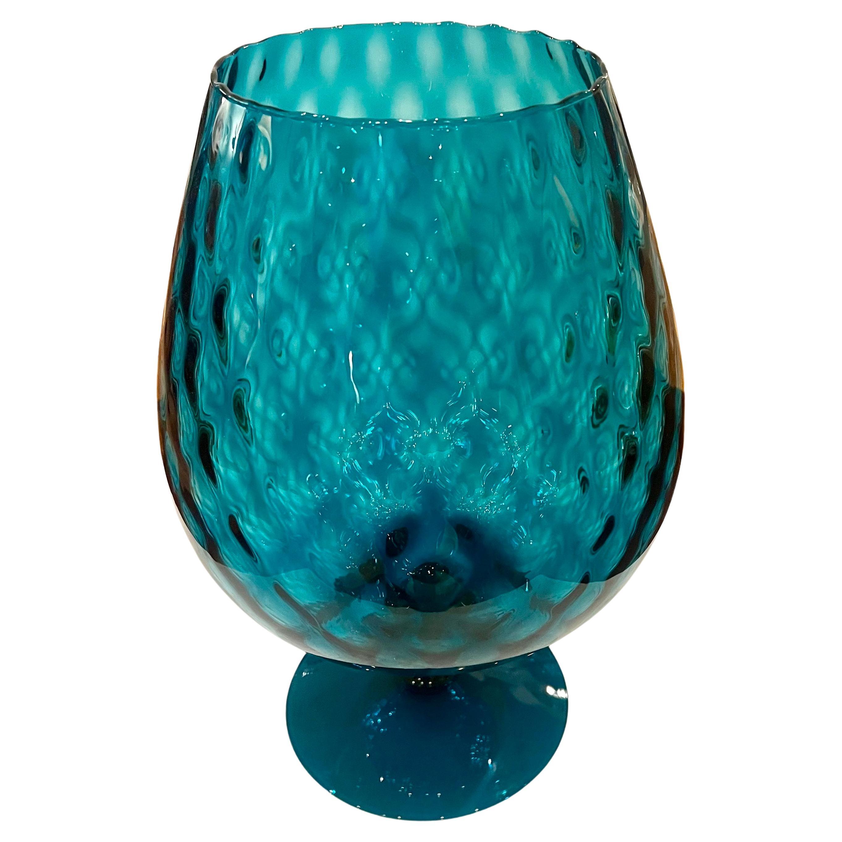 Mid Century Modern X Large Empoli Glass Vase Goblet For Sale