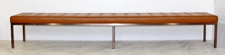 Mid Century Modern X Long Tufted Museum, Long Leather Bench