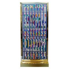 Mid-Century Modern Yaacov Agam Silkscreen in Brass Shalom Window Sculpture