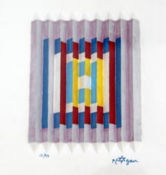 Mid-Century Modern Yaakov Agam Lucite Framed Polymorph Abstract Serigraph 12/99