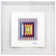 Mid-Century Modern Yaakov Agam Lucite Framed Polymorph Abstract Serigraph 12/99
