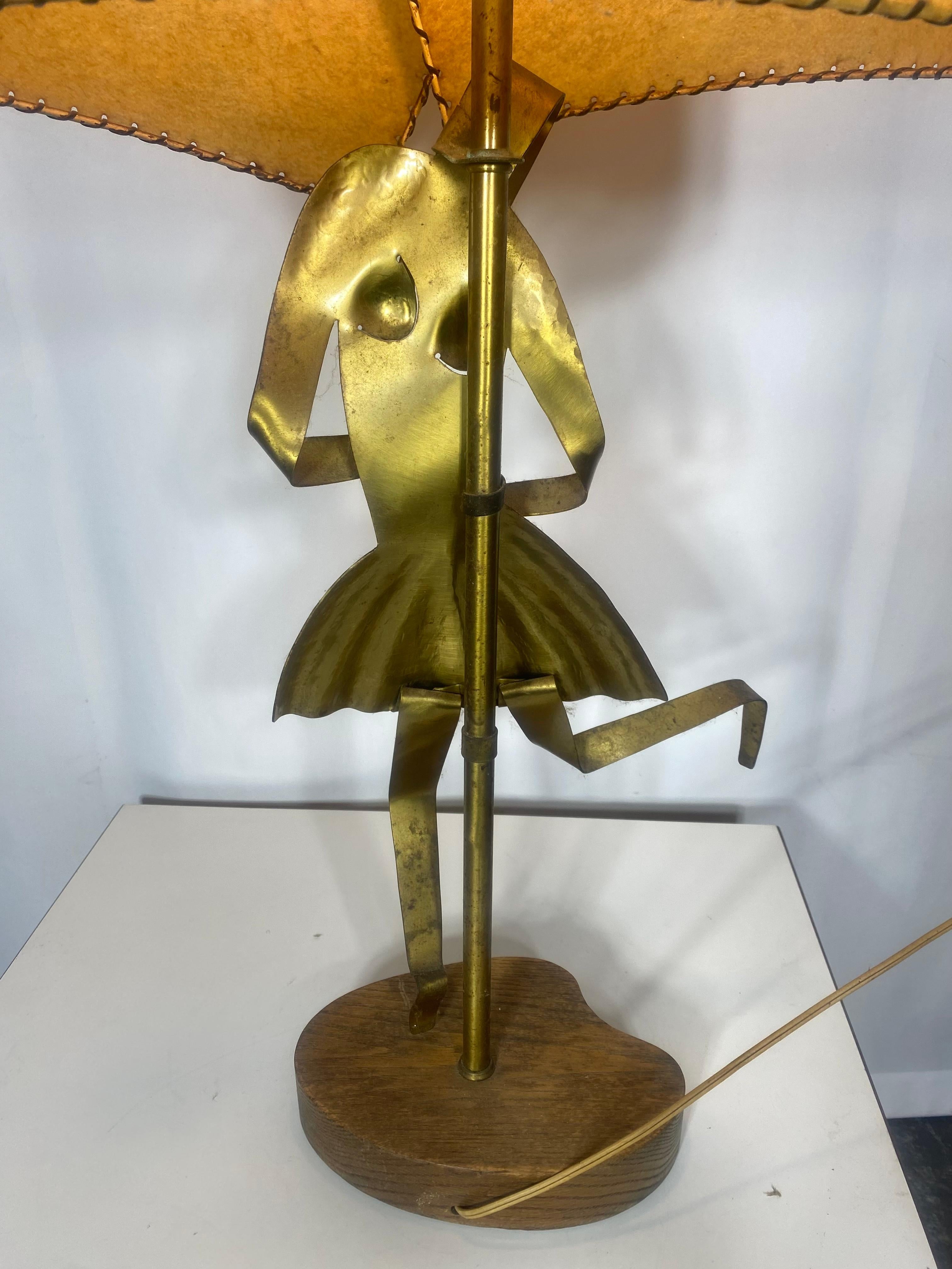 American Mid Century Modern Yasha Heifetz Sculptural Abstract Brass Figure Table Lamp For Sale