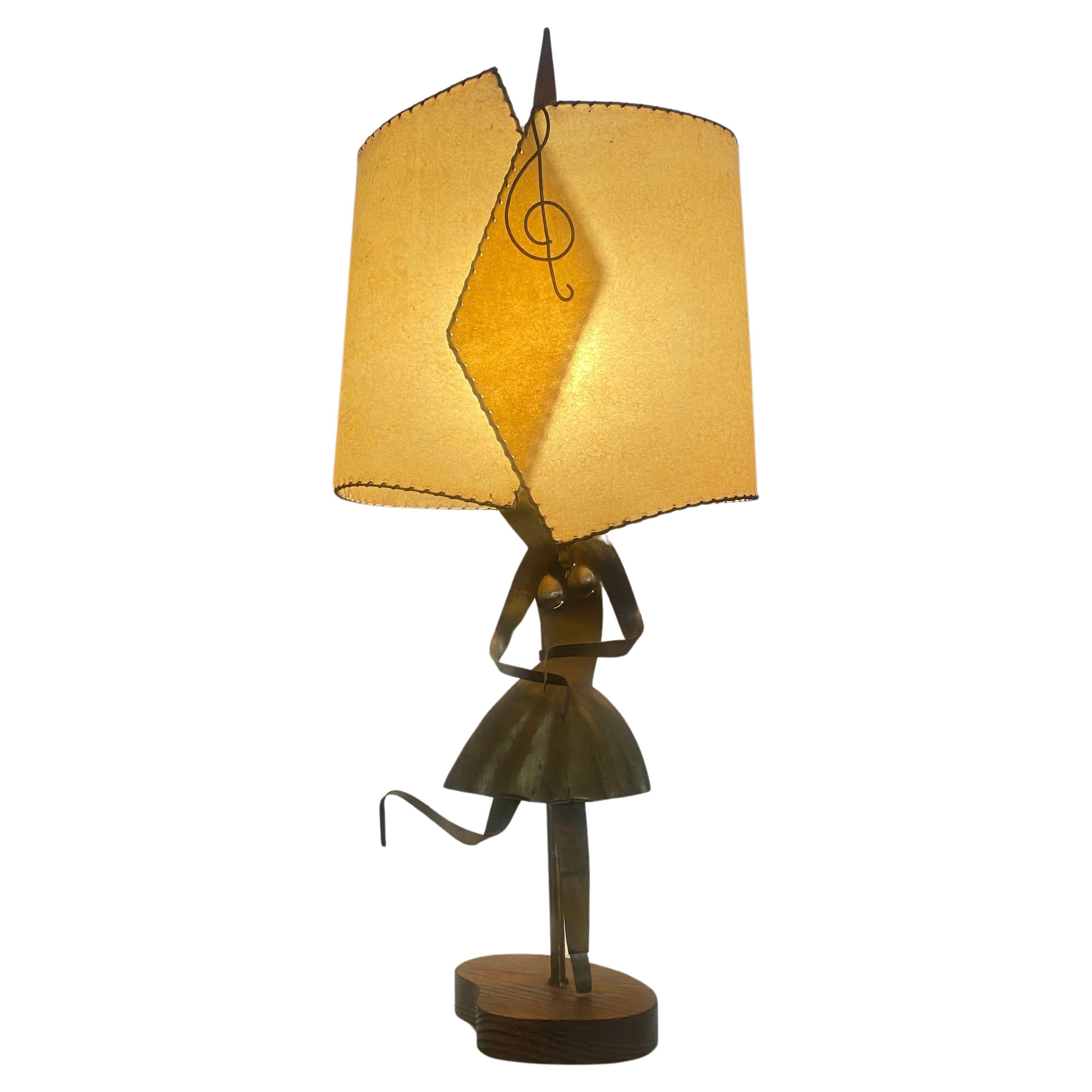 Mid Century Modern Yasha Heifetz Sculptural Abstract Brass Figure Table Lamp