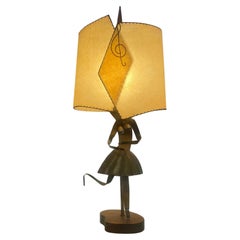 Yasha Heifetz, Skulpturale Tischlampe mit abstrakter Messingfigur, Mid-Century Modern