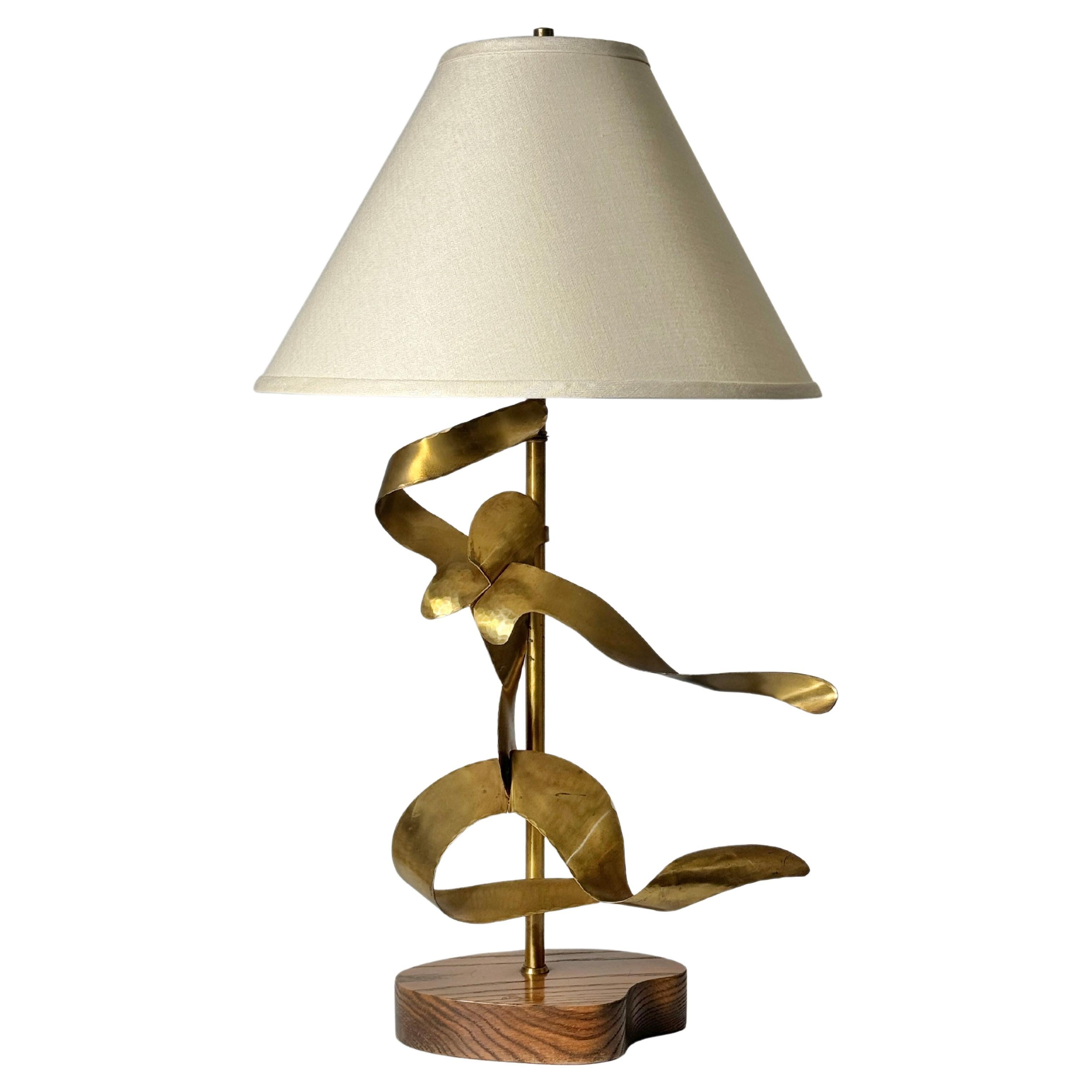 Mid Century Modern Yasha Heifetz Sculptural Abstract Brass Figure Table Lamp For Sale