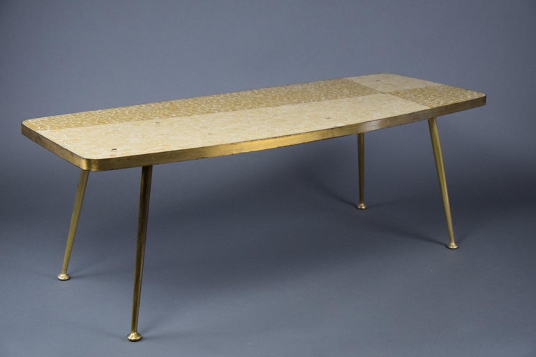 Mid-Century Modern Yellow and Sand Colored Mosaic Berthold Muller Coffee Table For Sale 4