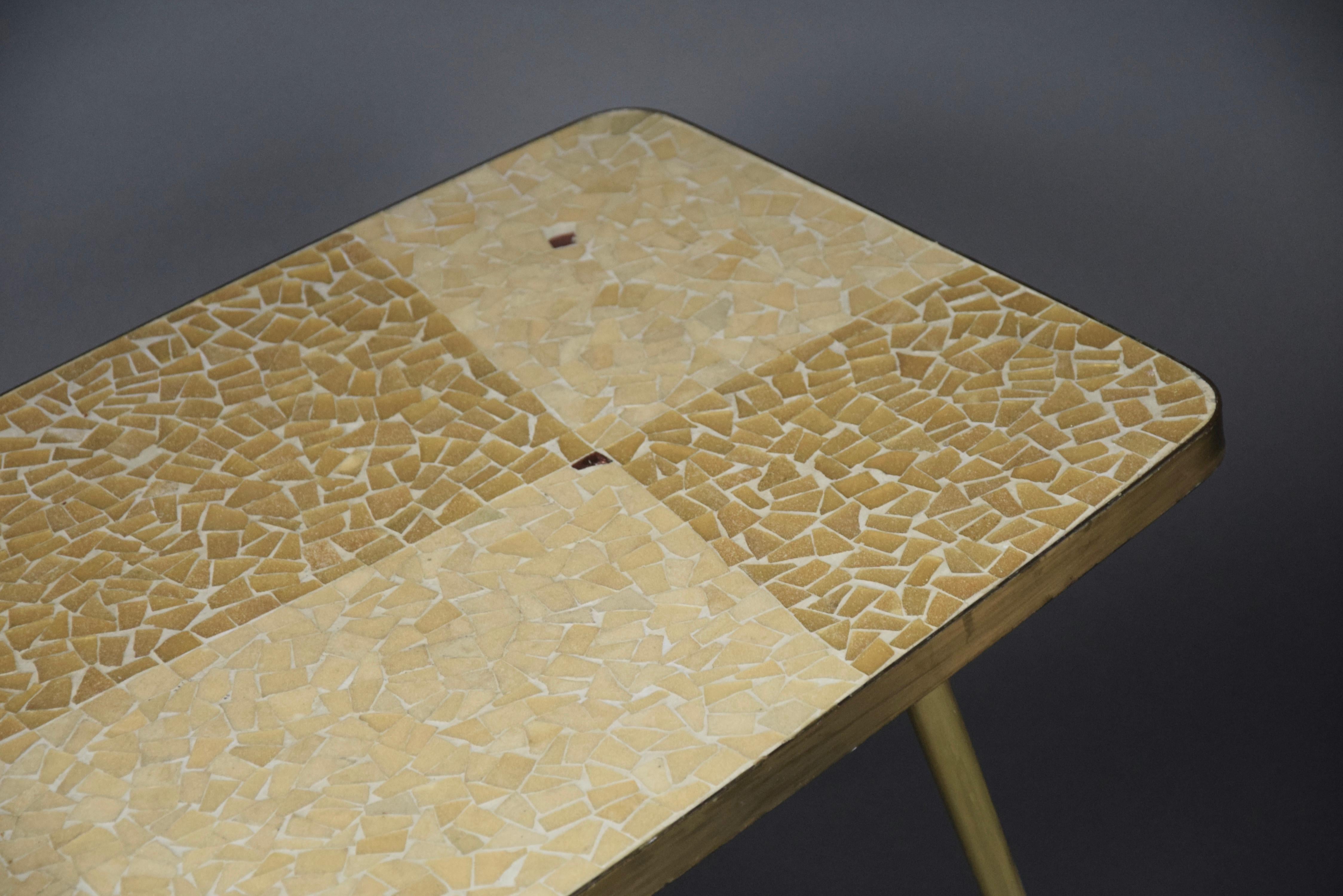 Mid-Century Modern Yellow and Sand Colored Mosaic Berthold Muller Coffee Table For Sale 7