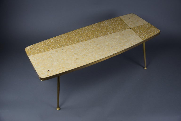 Mid-Century Modern Yellow and Sand Colored Mosaic Berthold Muller Coffee Table In Good Condition For Sale In Weesp, NL