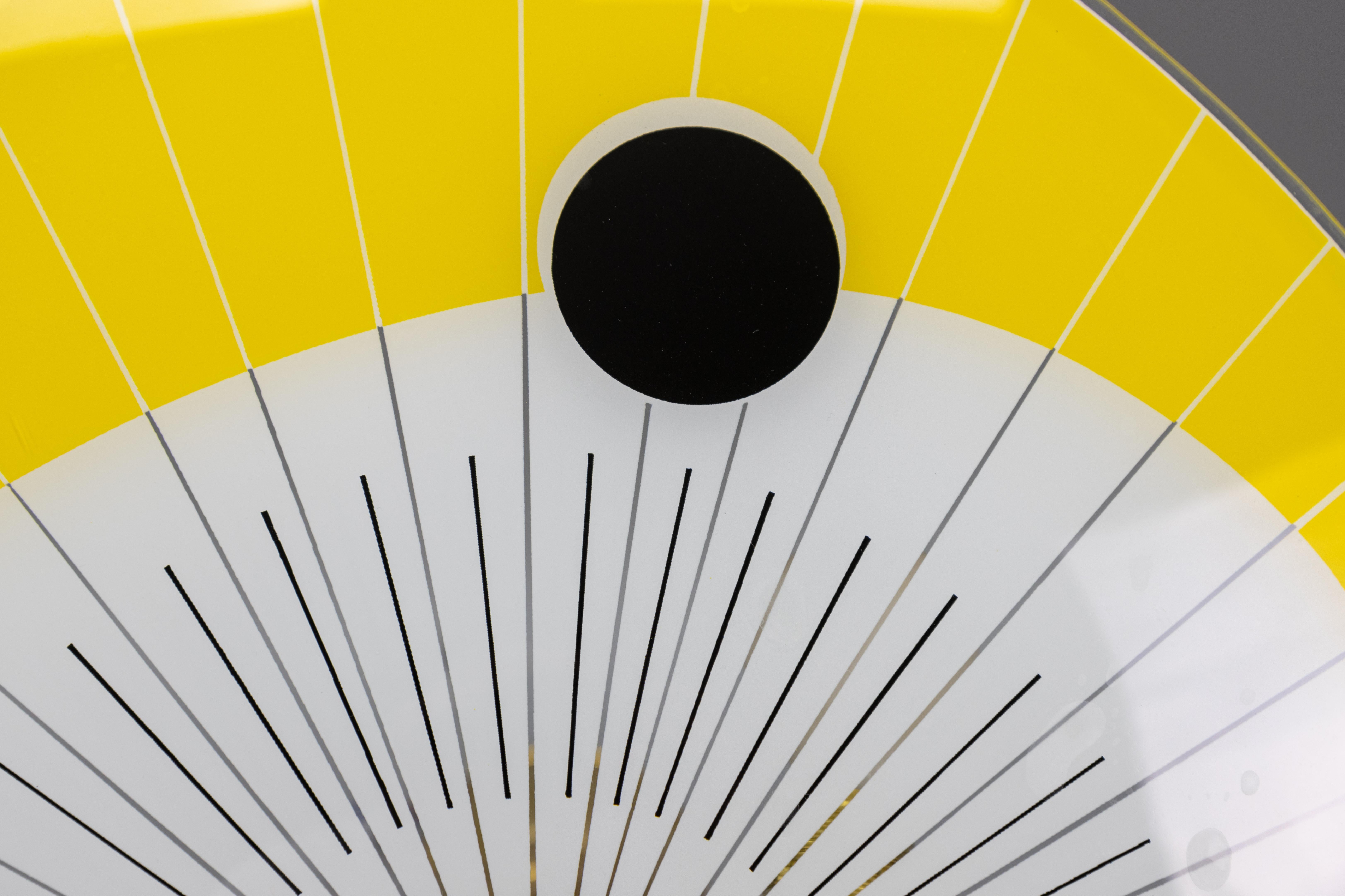 Mid-Century Modern Yellow, Black and White Glass and Brass Pendant Light, 1950s For Sale 10
