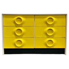 Mid Century MODERN YELLOW Double DRESSER in the style of Raymond Loewy