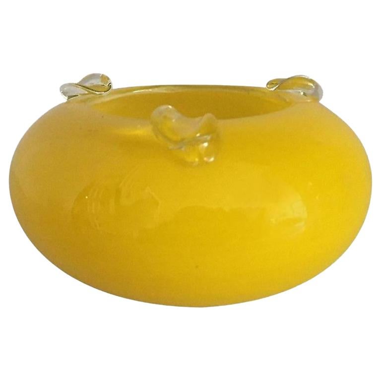MidCentury Modern Yellow Glass Ashtray at 1stDibs