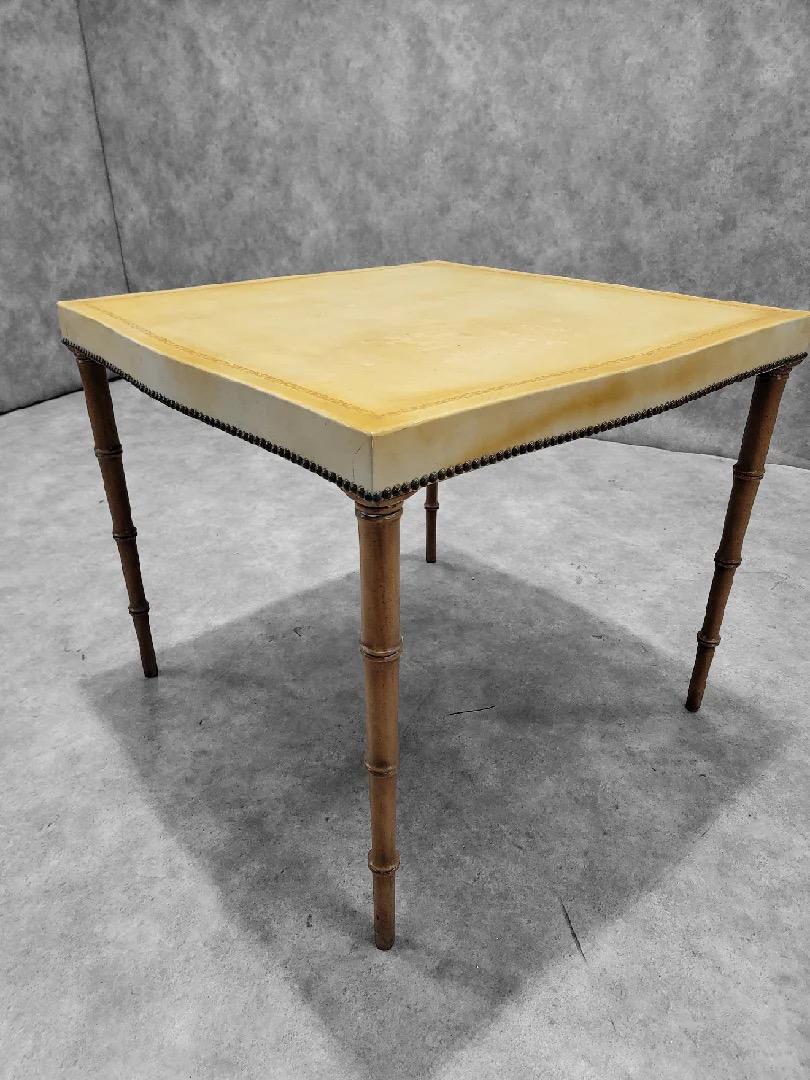 Mid-Century Modern Mid Century Modern Yellow Leather Game Table By Barnard & Simonds Furniture Co.