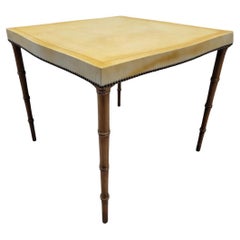 Mid Century Modern Yellow Leather Game Table By Barnard & Simonds Furniture Co.