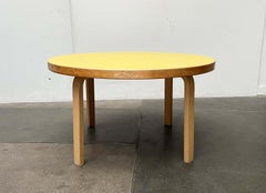 Mid-Century Modern Yellow Linoleum Coffee Couch Table Alvar Aalto Artek Finland