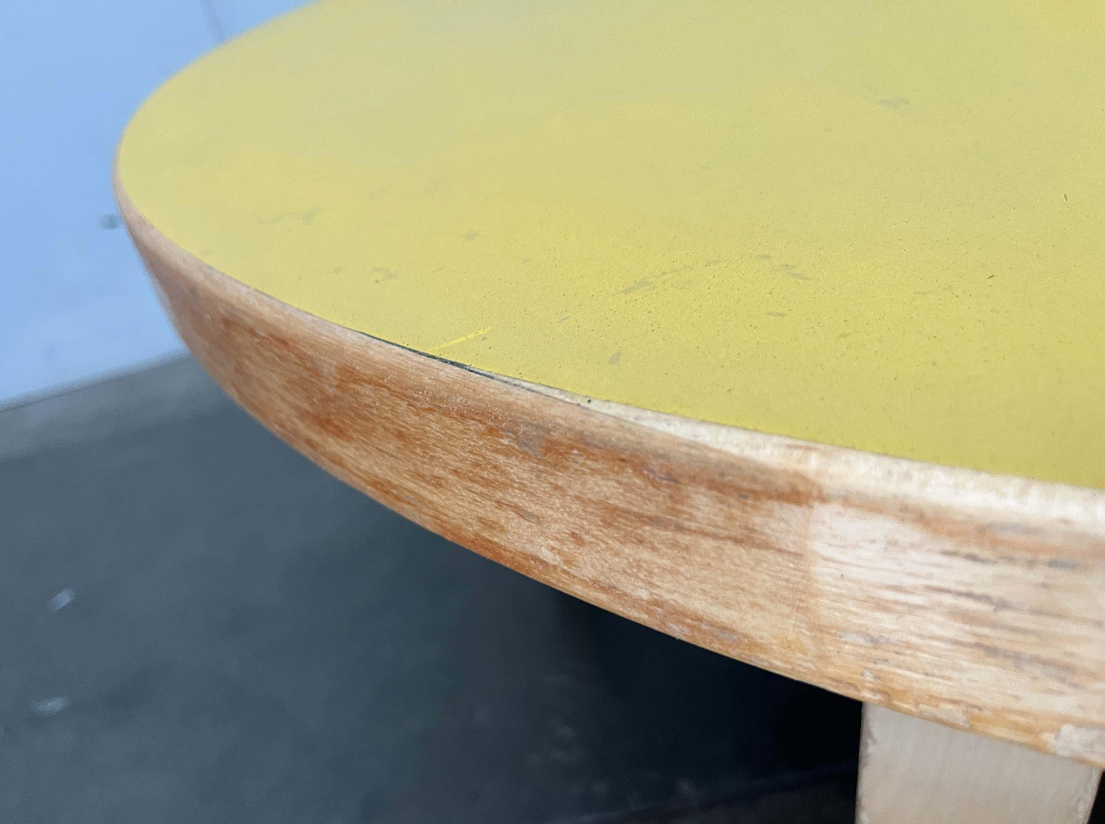 Mid-Century Modern Yellow Linoleum Coffee Couch Table Alva Aalto Artek Finland For Sale 1