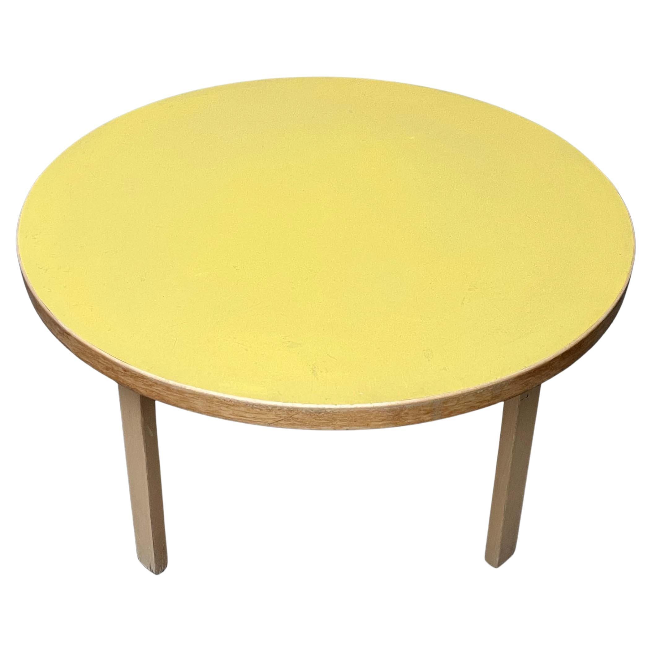 Mid-Century Modern Yellow Linoleum Coffee Couch Table Alva Aalto Artek Finland For Sale