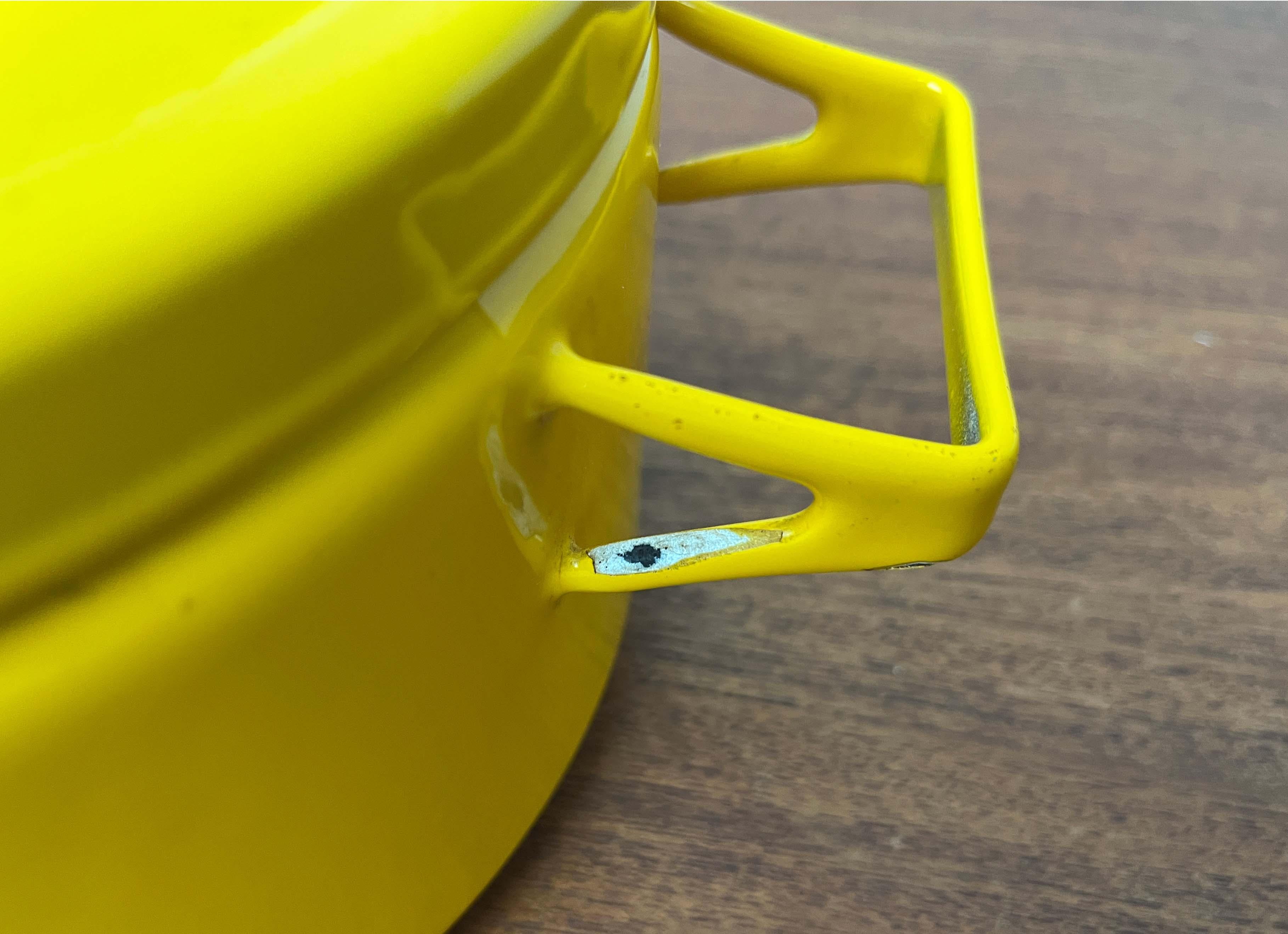 Mid-Century Modern Yellow Minimalist Enamel Pot Seppo Mallat Finel Finland 1960s For Sale 10