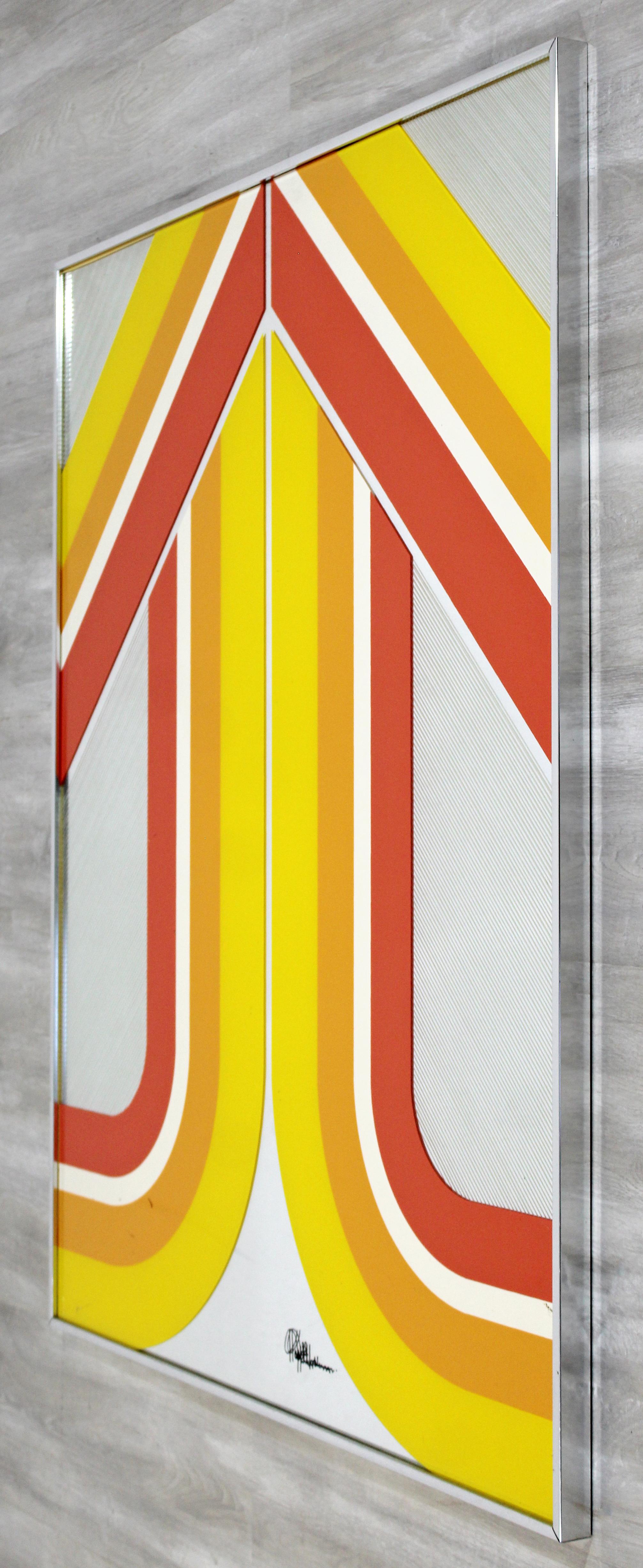 American Mid-Century Modern Yellow Mirrored Pop Wall Art Sculpture Panton Copeland Era