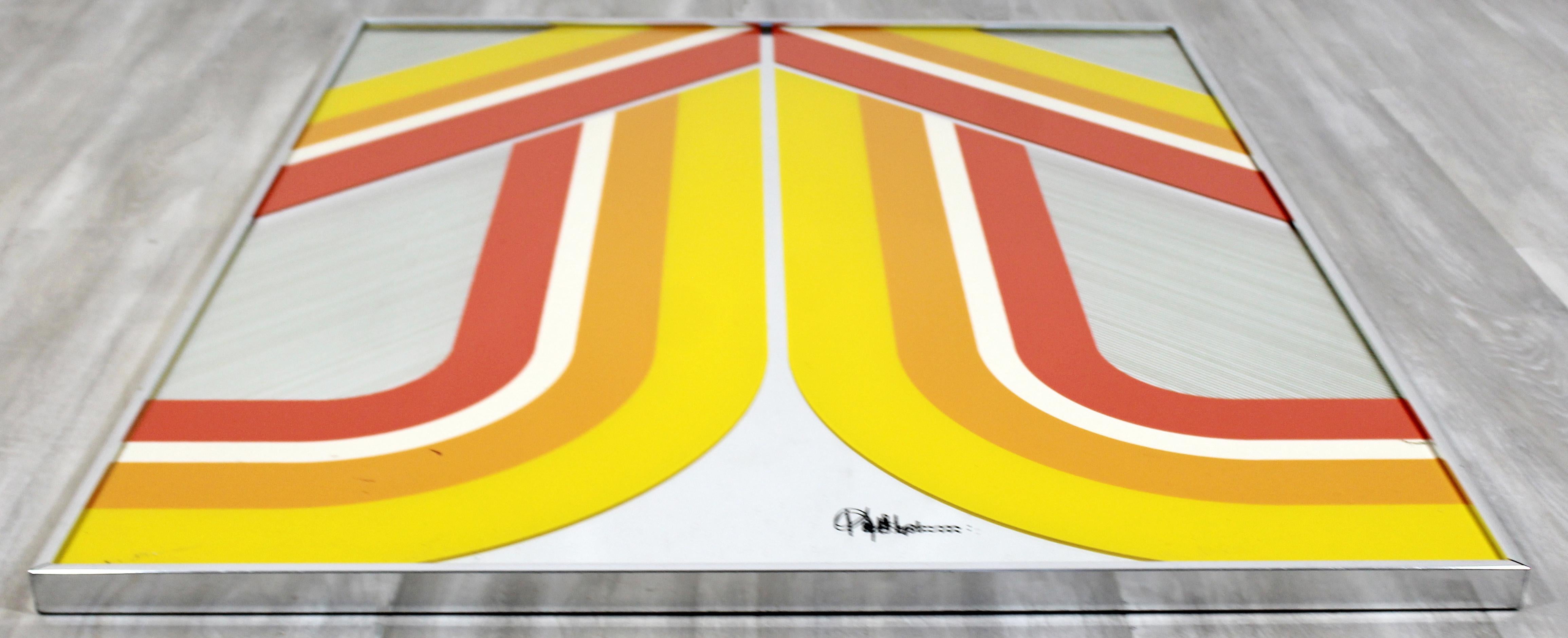 Mid-Century Modern Yellow Mirrored Pop Wall Art Sculpture Panton Copeland Era In Good Condition In Keego Harbor, MI