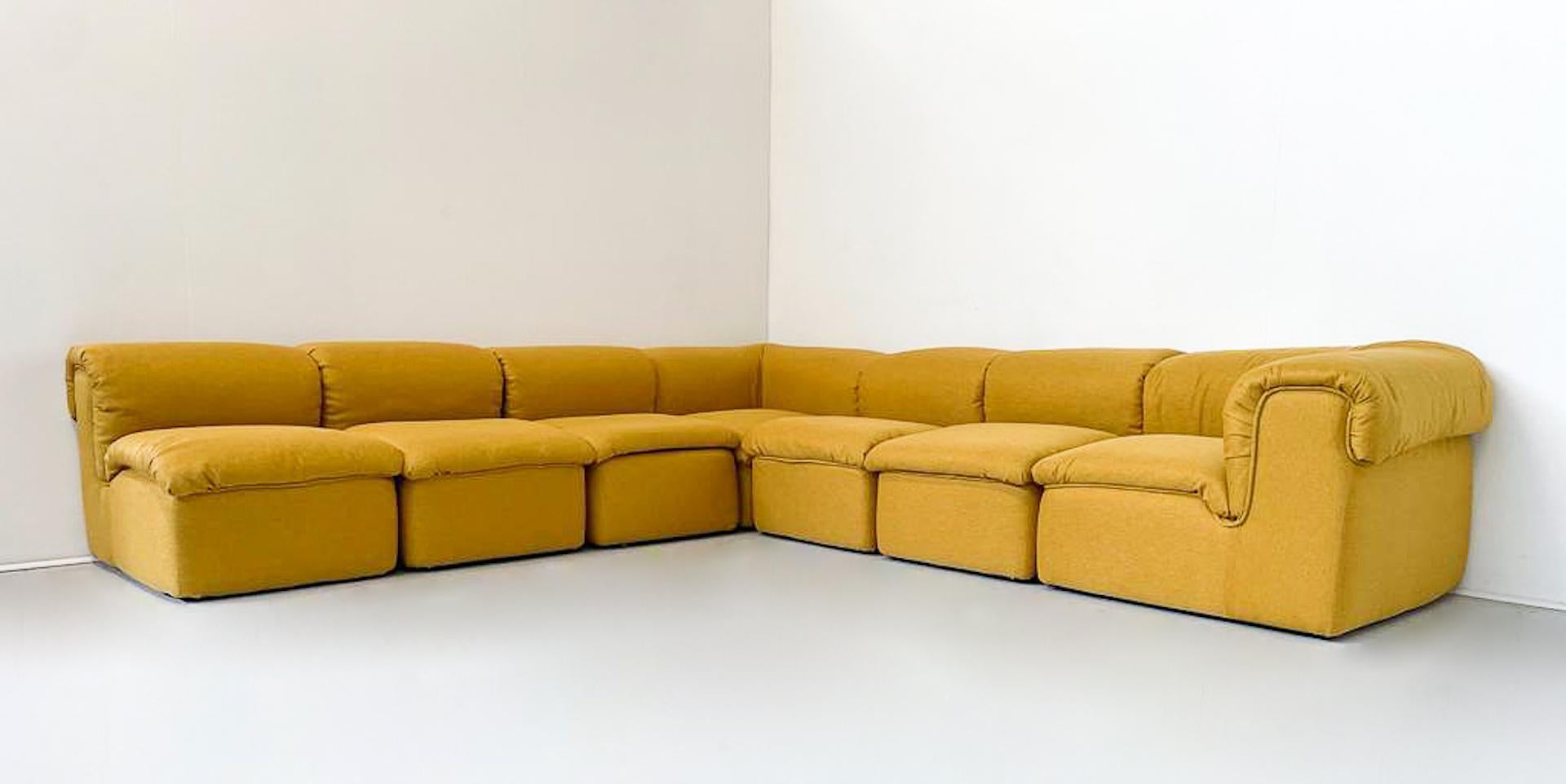 Italian Mid-Century Modern Yellow Modular Sofa, Italy, 1960s - New Upholstery