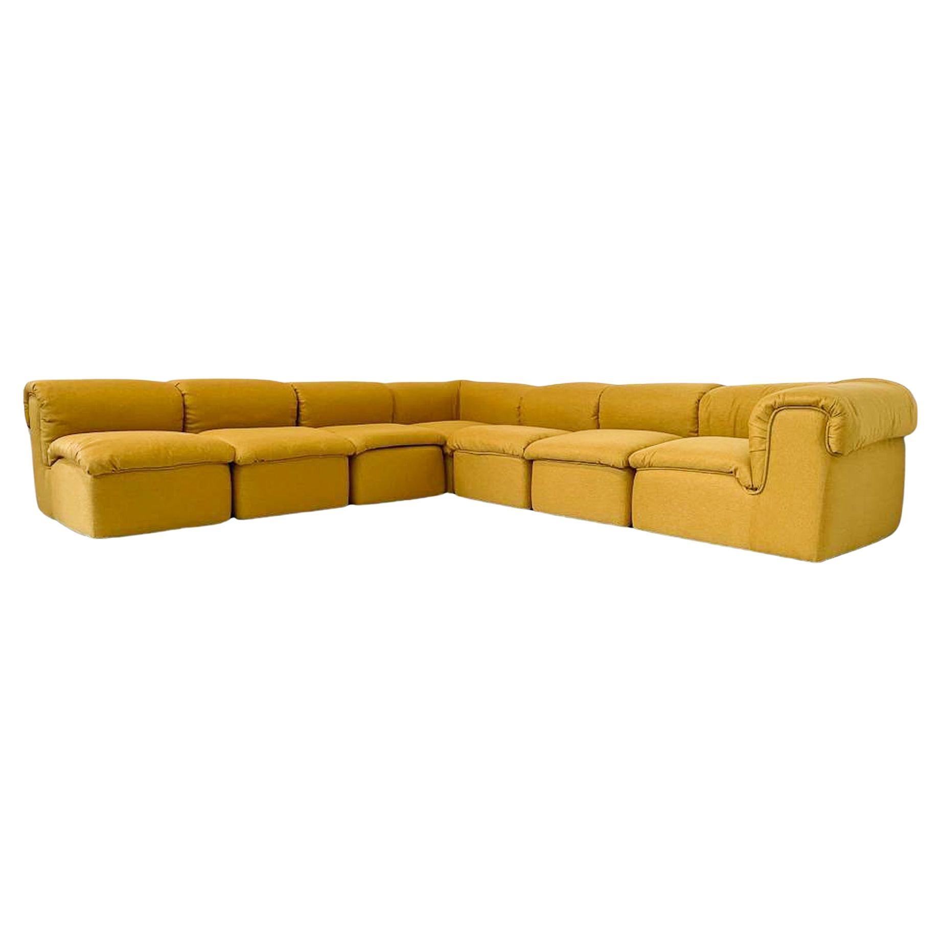Mid-Century Modern Yellow Modular Sofa, Italy, 1960s - New Upholstery