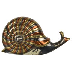 Mid-Century Modern Yellow, Red and Silver Metal and Brass Snail