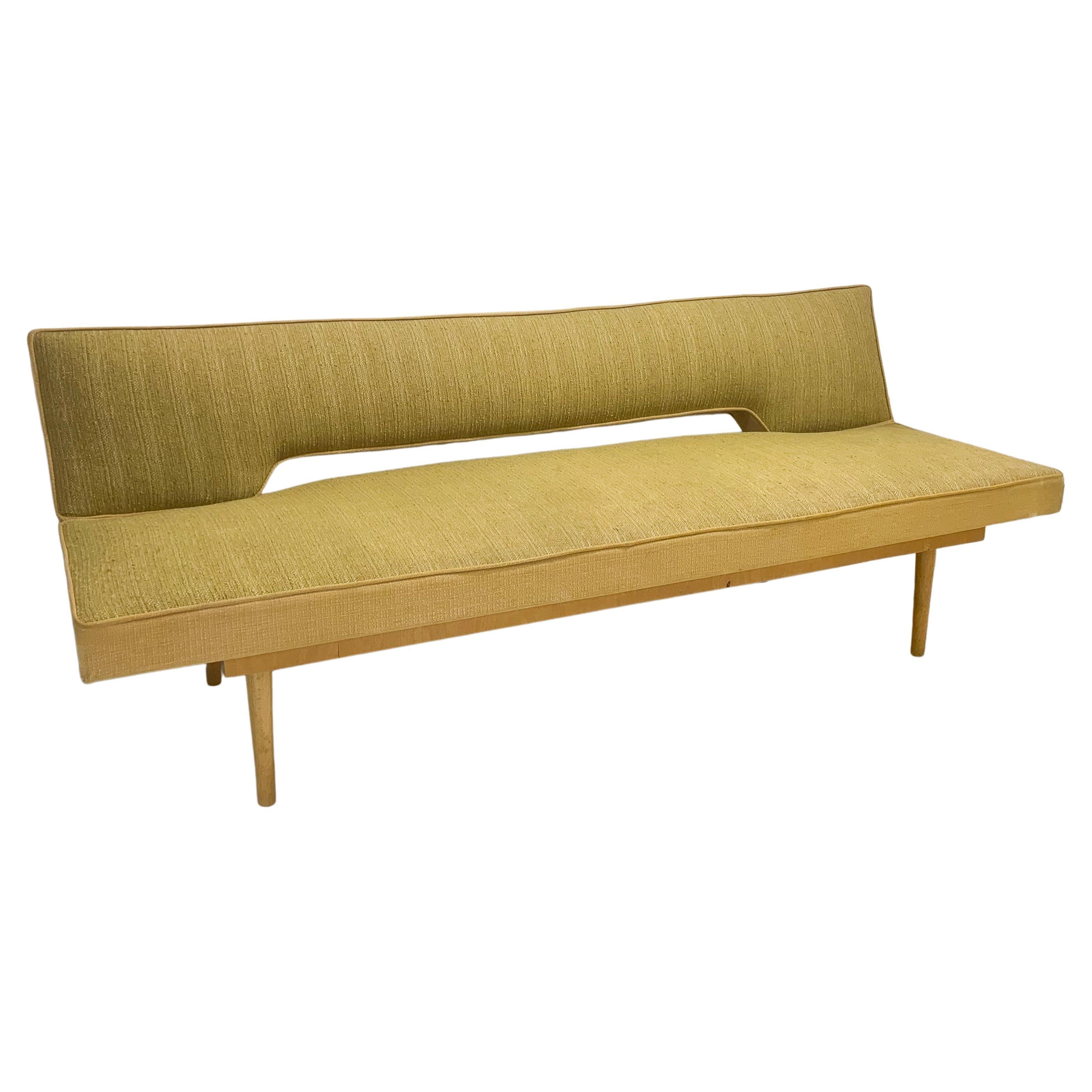 Mid-Century Modern Yellow Sofa Bed, Original Fabric by Miroslav Navratil  For Sale