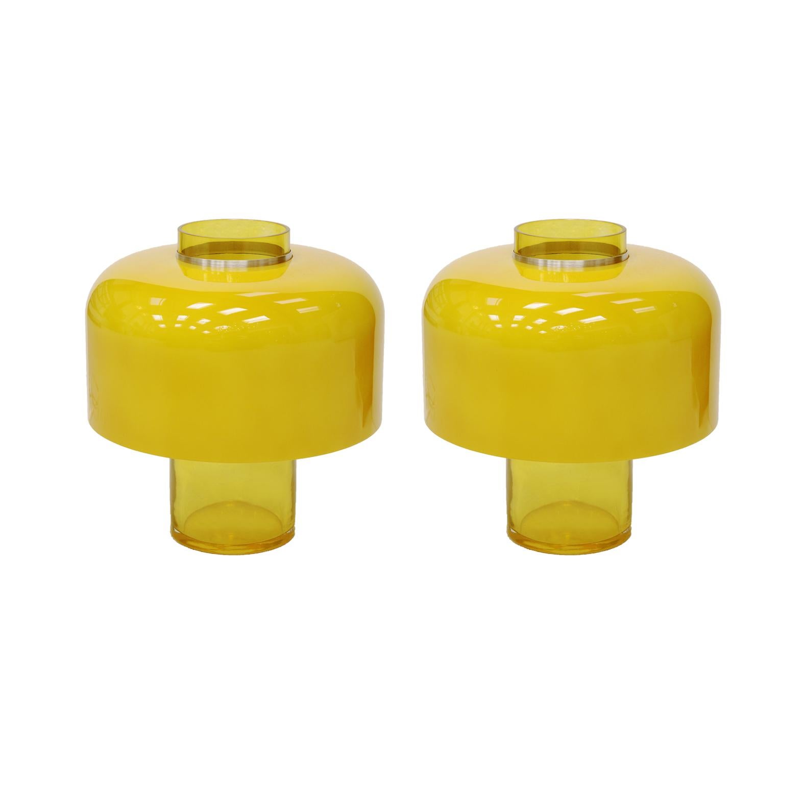 Mid-20th Century Mid Century Modern Yellow Table Lamps Designed by Carlo Nason in Murano Glass For Sale