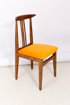 Mid-Century Modern Yellow Velvet Chair, by Zielinski, Poland, 1960s