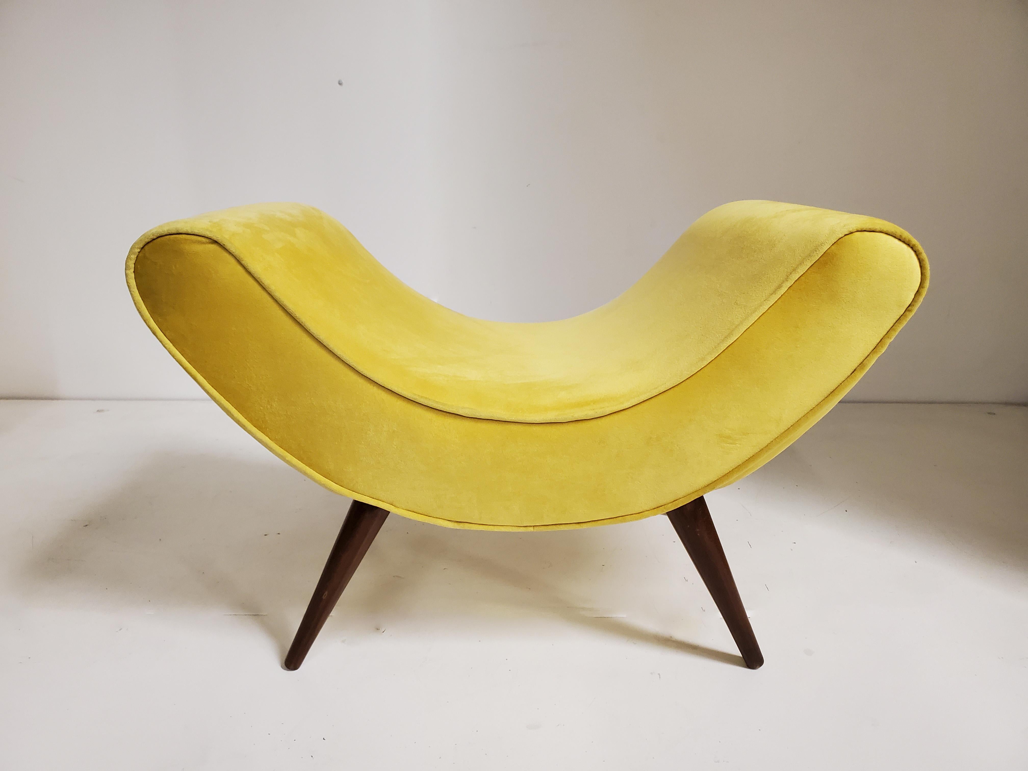 yellow leather bench