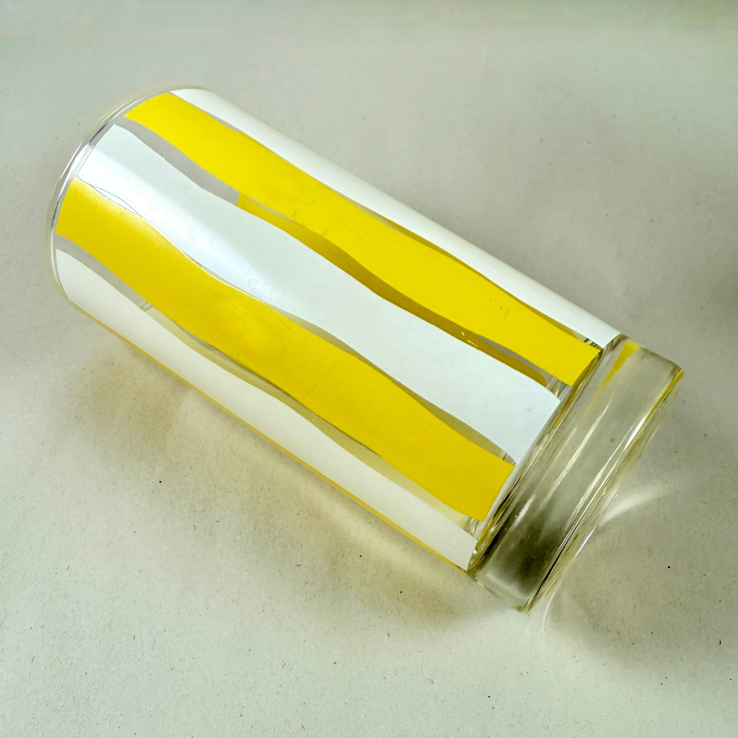 Gelb-weiß gestreifte Highball-Gläser aus der Mitte des Jahrhunderts, Sechser-Set (Mitte des 20. Jahrhunderts) im Angebot