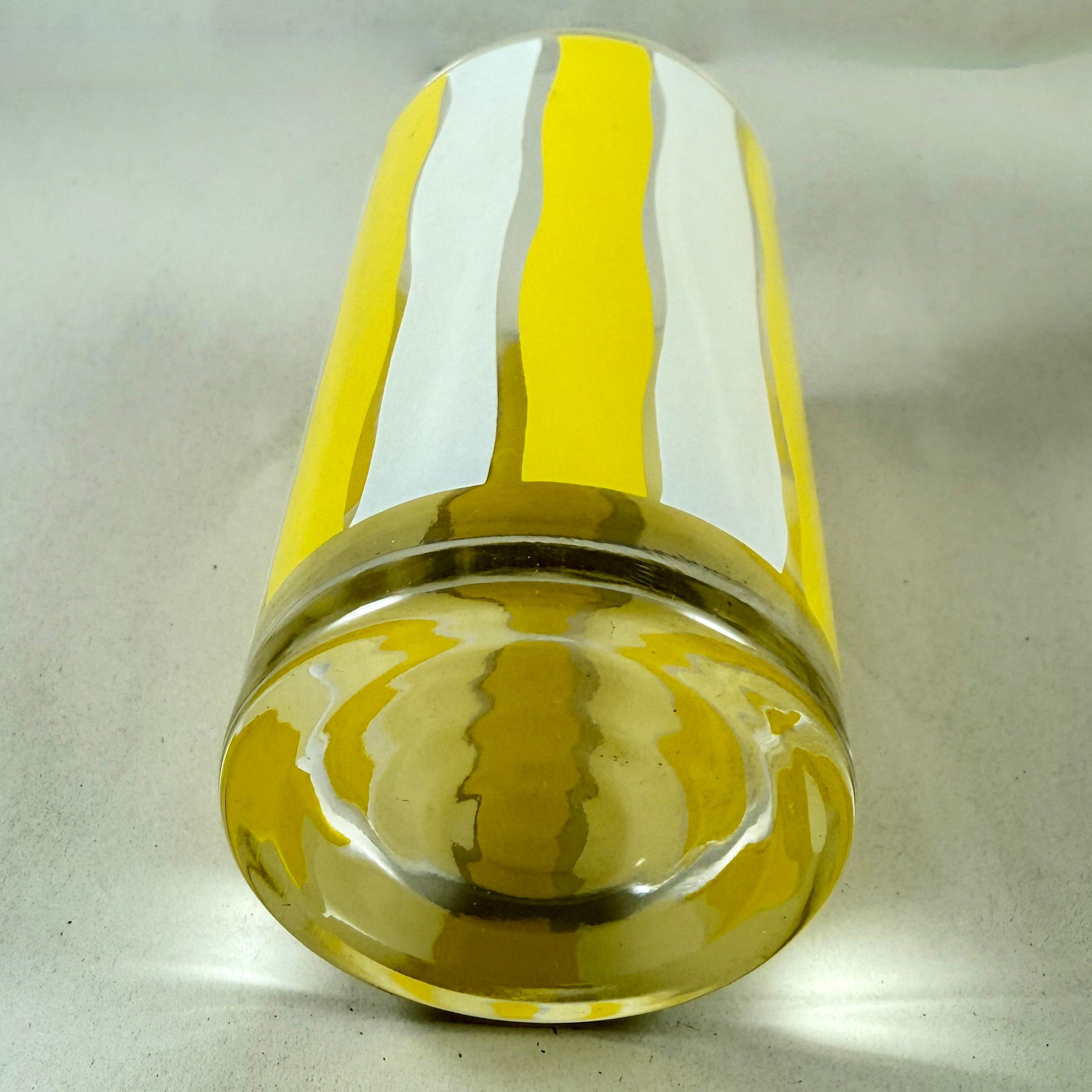 Gelb-weiß gestreifte Highball-Gläser aus der Mitte des Jahrhunderts, Sechser-Set (Glas) im Angebot