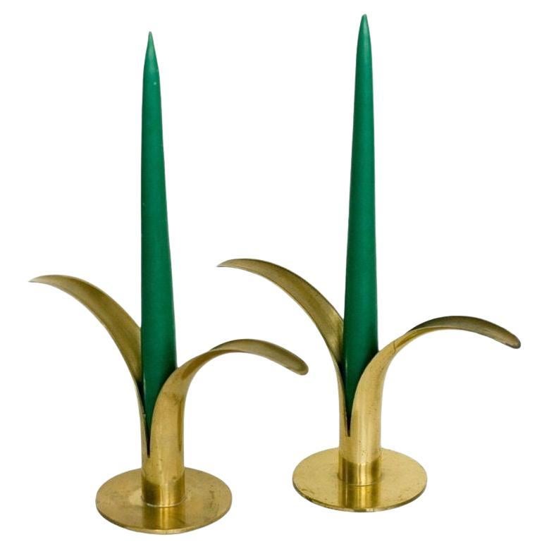 Mid-Century Modern Ystad Brass Candlestick Holders