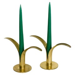 Mid-Century Modern Ystad Brass Candlestick Holders
