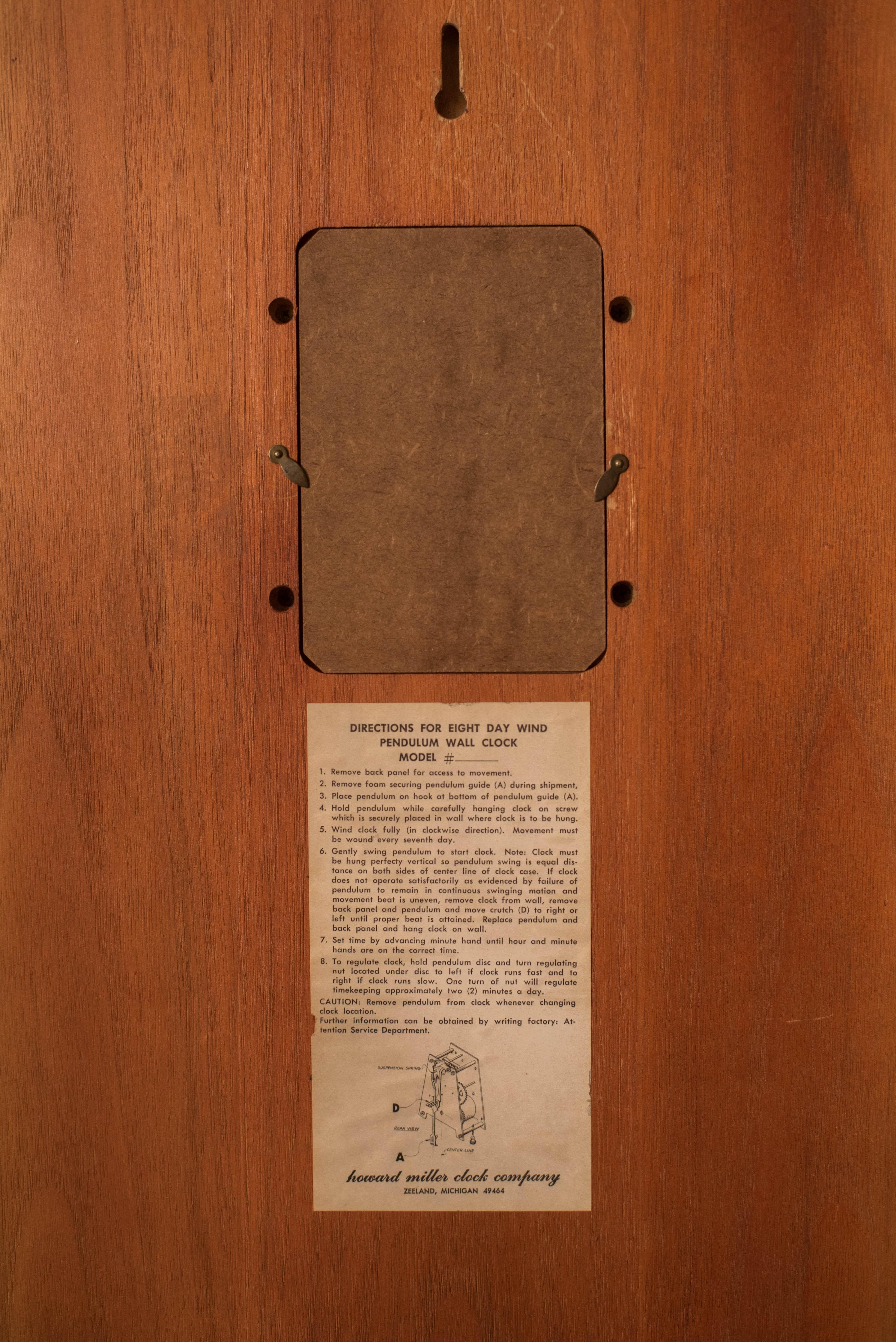 Mid Century Modern Zebrawood and Chrome Wall Clock by Howard Miller For Sale 5