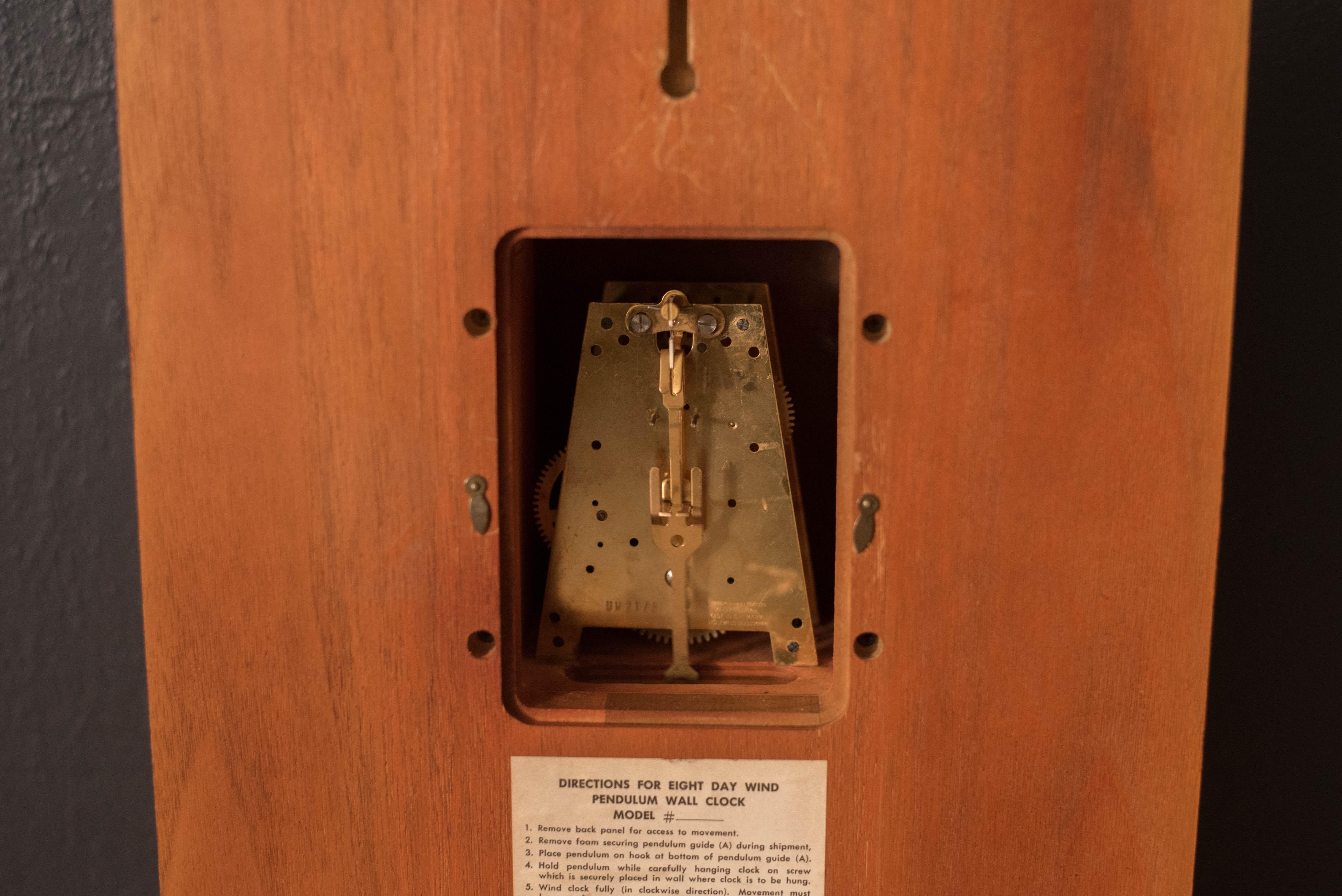 Mid Century Modern Zebrawood and Chrome Wall Clock by Howard Miller For Sale 6