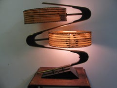 Mid-Century Modern Zee Lamp with Tambourine Shades by Majestic Lamp Co.
