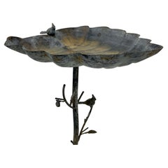 Mid-Century Modern Zinc Leaf Birdbath Birdfeeder, circa 1950's