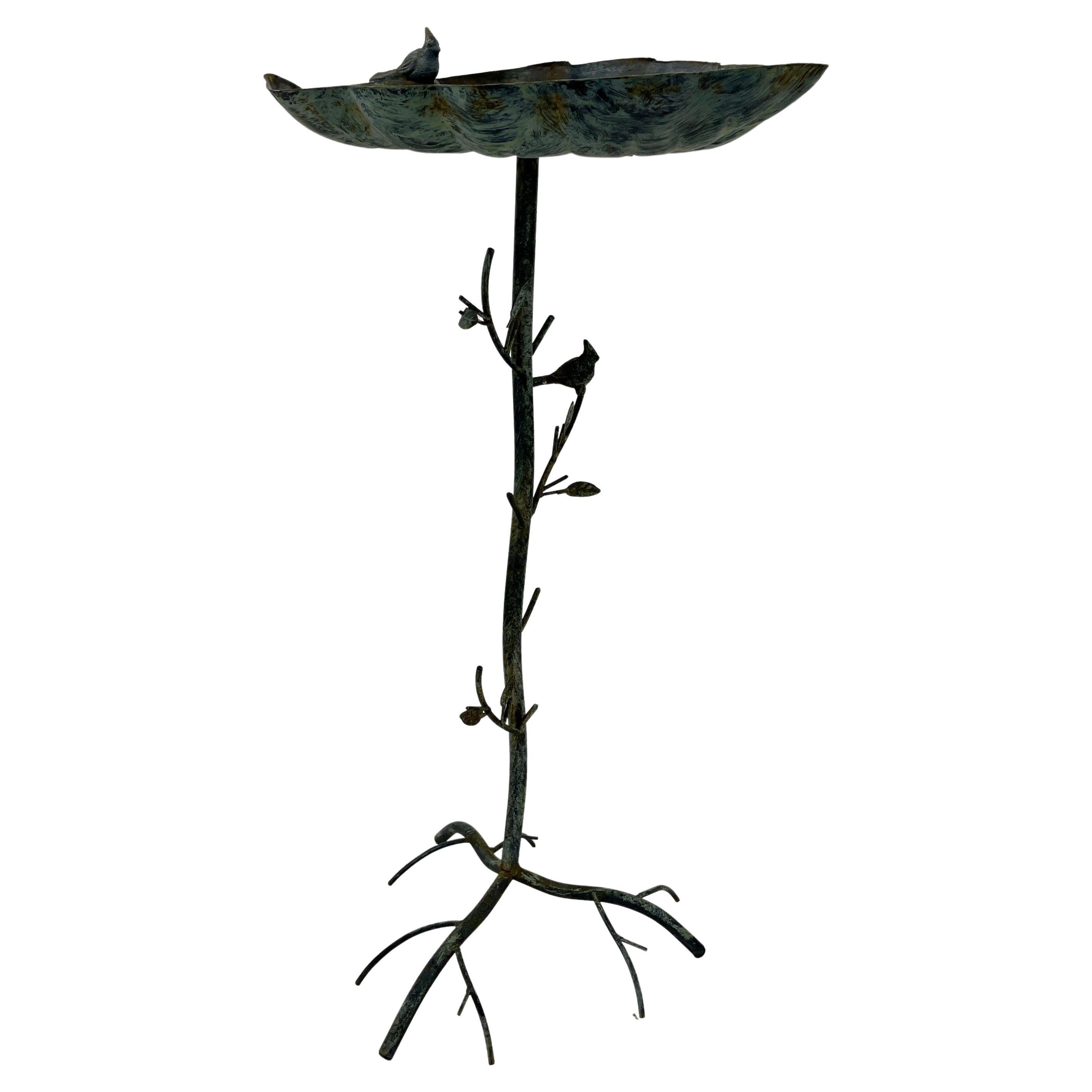 Mid-Century Modern Zinc Leaf Birdbath Birdfeeder, circa 1950
s