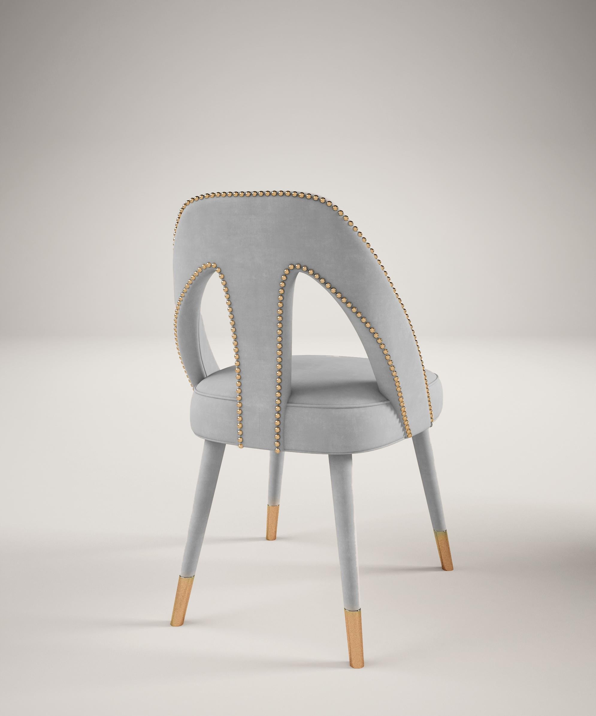 Moderna de mediados de sigloSilla de comedor Caronte Madera Latón Made in Portugal by Ottiu en venta 6