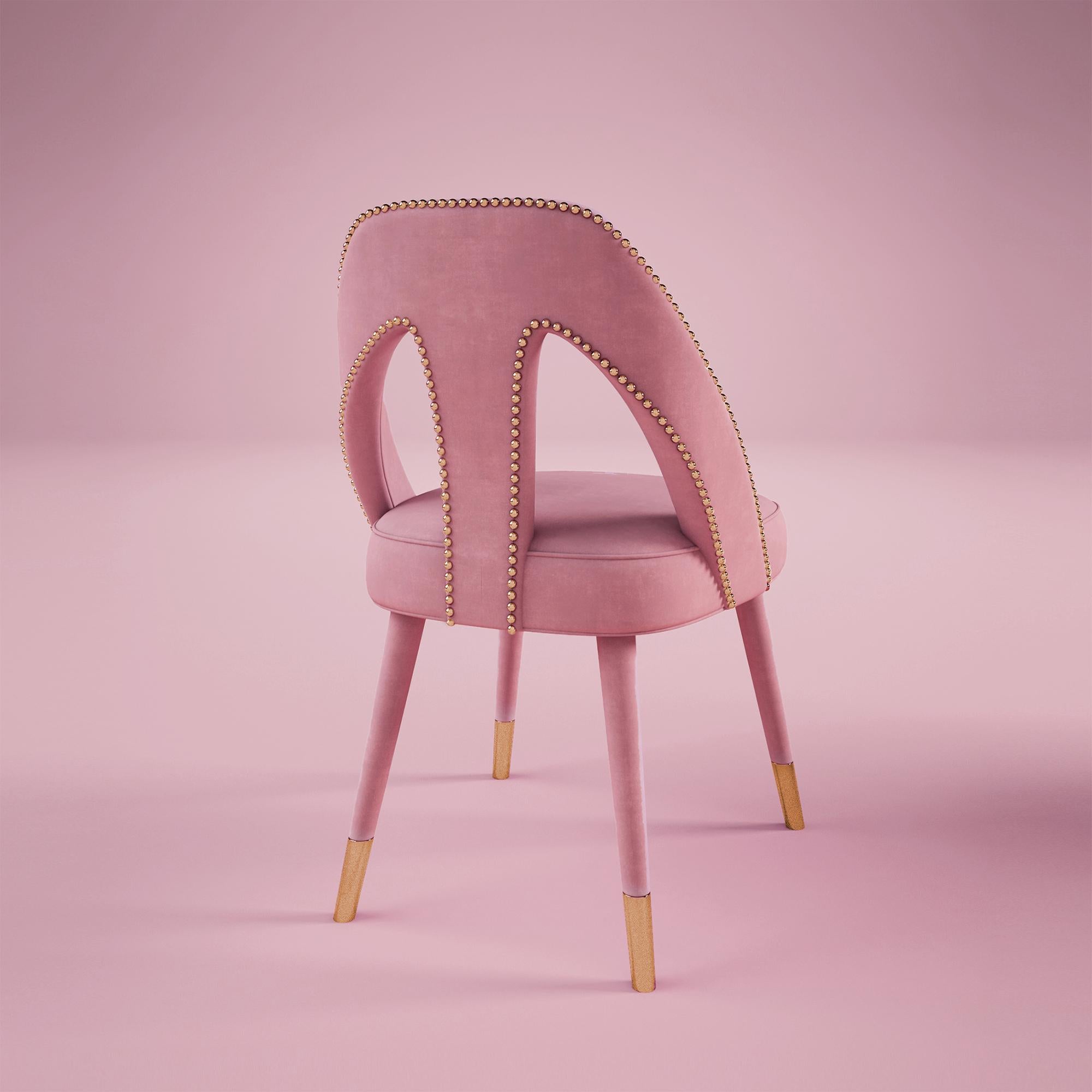 Moderna de mediados de sigloSilla de comedor Caronte Madera Latón Made in Portugal by Ottiu en venta 7