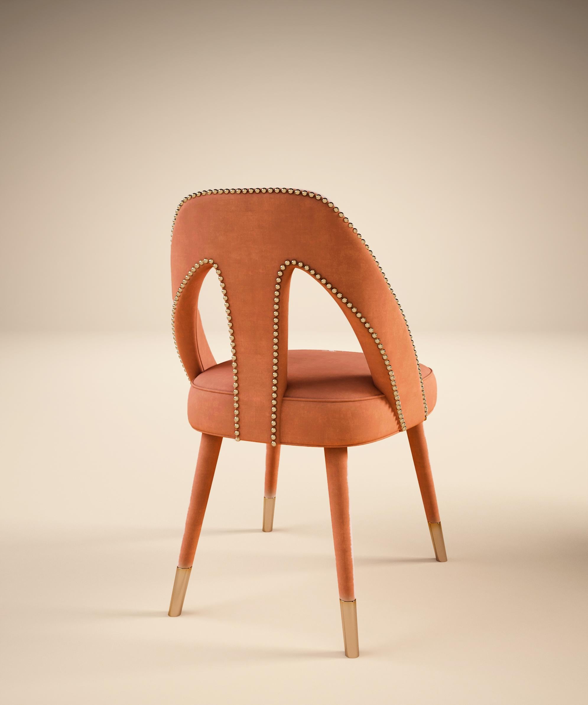Moderna de mediados de sigloSilla de comedor Caronte Madera Latón Made in Portugal by Ottiu en venta 8