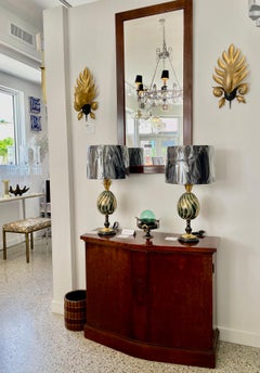 Burlwood Console Cabinet with Wall Mirror