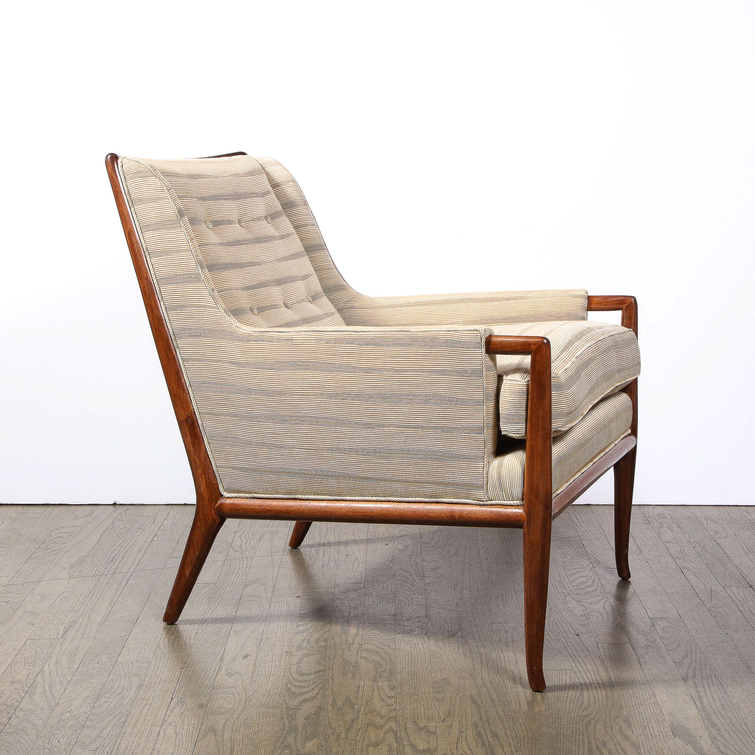 Mid-Century Modern Walnut Button Back Arm Chair by Robsjohn-Gibbings In Excellent Condition For Sale In New York, NY