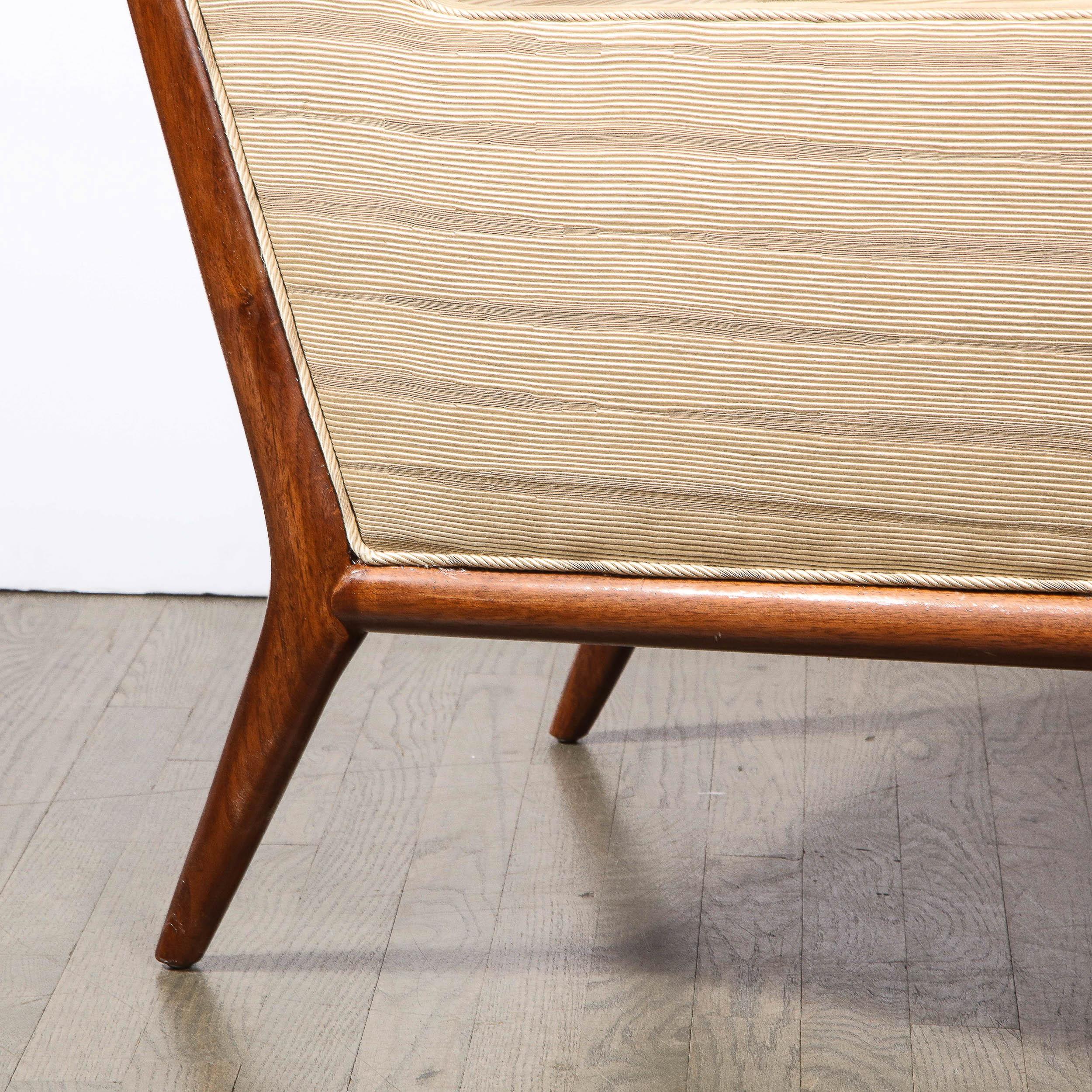 Fabric Mid-Century Modern Walnut Button Back Arm Chair by Robsjohn-Gibbings For Sale