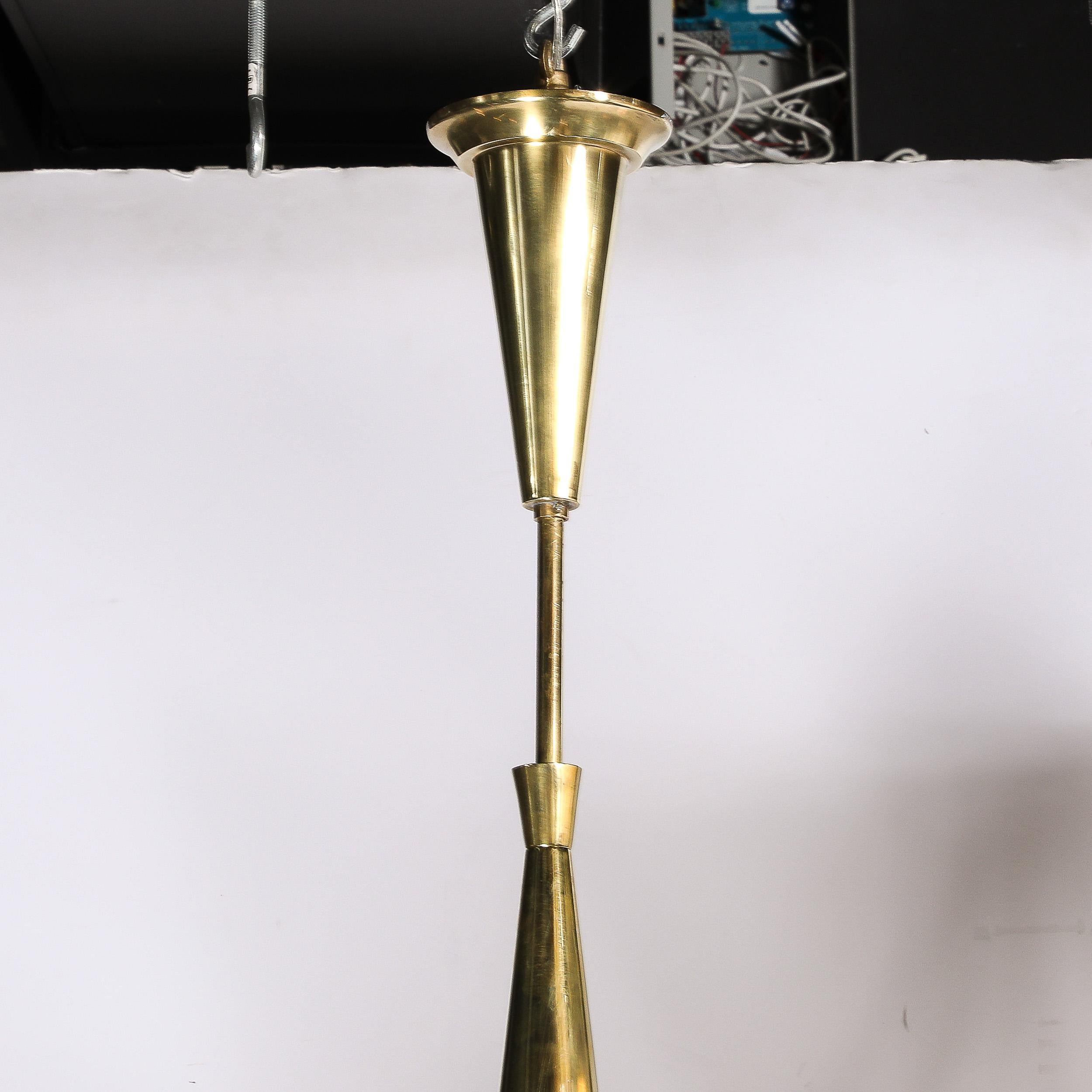 Mid-20th Century Mid-Century Modernist 10 Arm Sculptural Brass Chandelier by Oscar Torlasco, Lumi