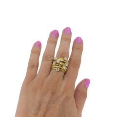 Mid-Century Modernist 18k Gold Sliding Diamonds Cocktail Ring