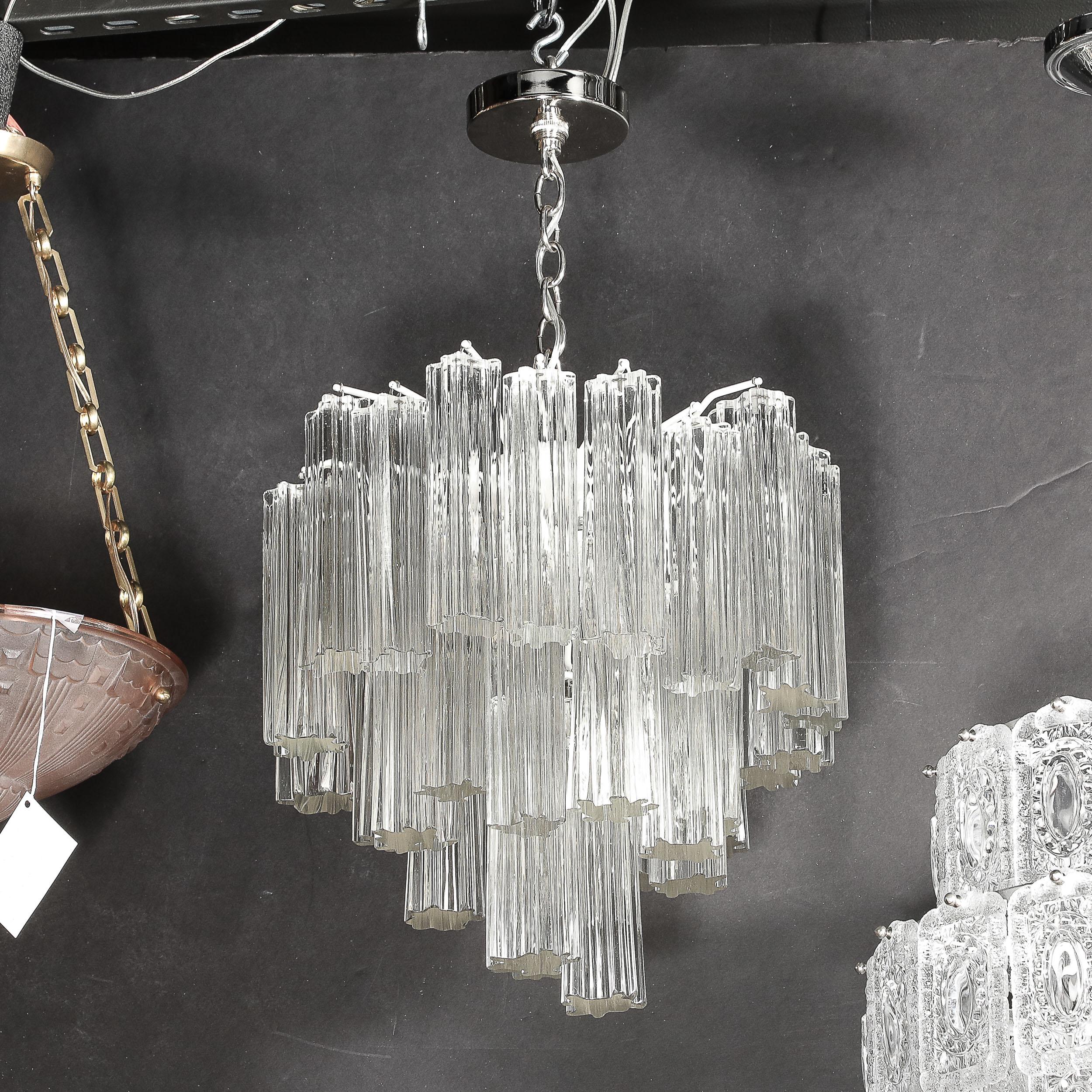 Mid-Century Modernist 3-Tier Hand-Blown Murano Glass Solid Tronchi Chandelier 5