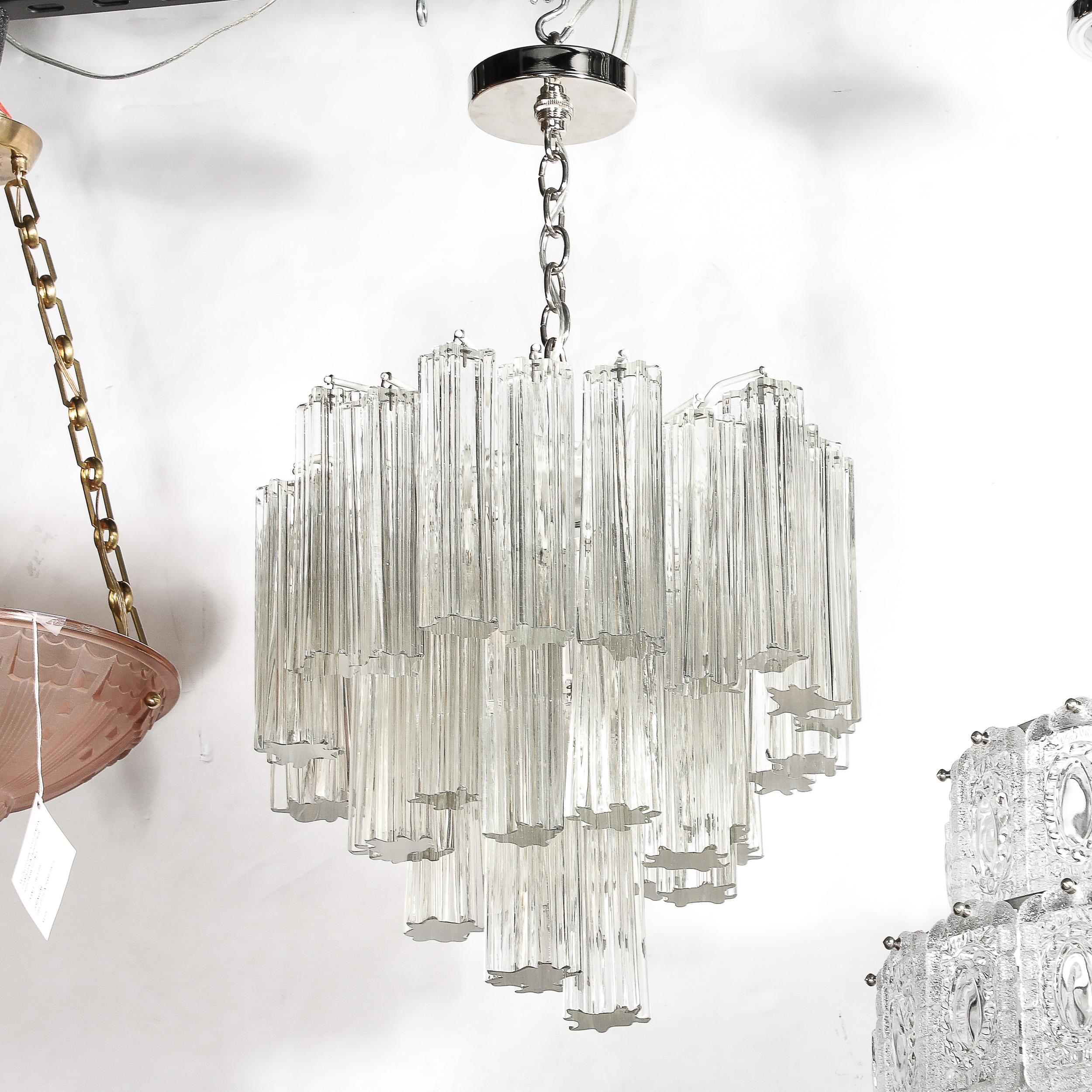 Mid-Century Modernist 3-Tier Hand-Blown Murano Glass Solid Tronchi Chandelier 7